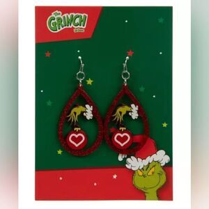 New Christmas Dr. SEUSS Grinch Hand Teardrop Earrings